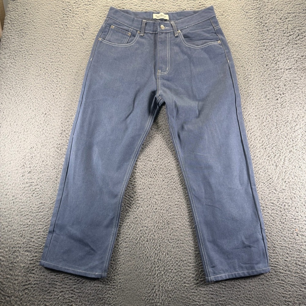 Beyond The Limit Jeans Mens 34x26 Blue Cotton Denim Straight Cropped Workwear